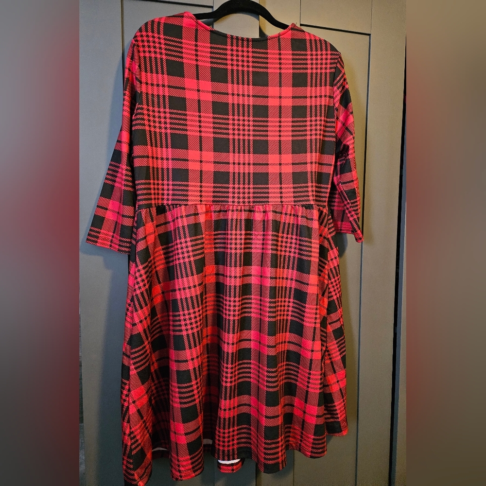 Qutie Plus Plaid Print A-line Dress, Plus Size 2X - Picture 4 of 12